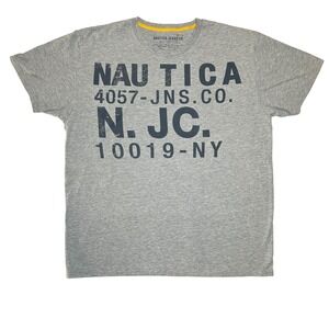 Nautica Jeans Co Mens Gray Graphic T Shirt Size XXL